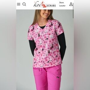 NWT Koi Leslie Top with Fluff Bunnies Print (S)